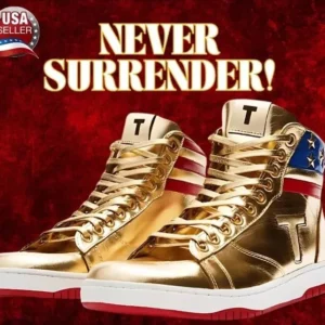 Trump Sneakers Gold Edition Never Surrender High Tops